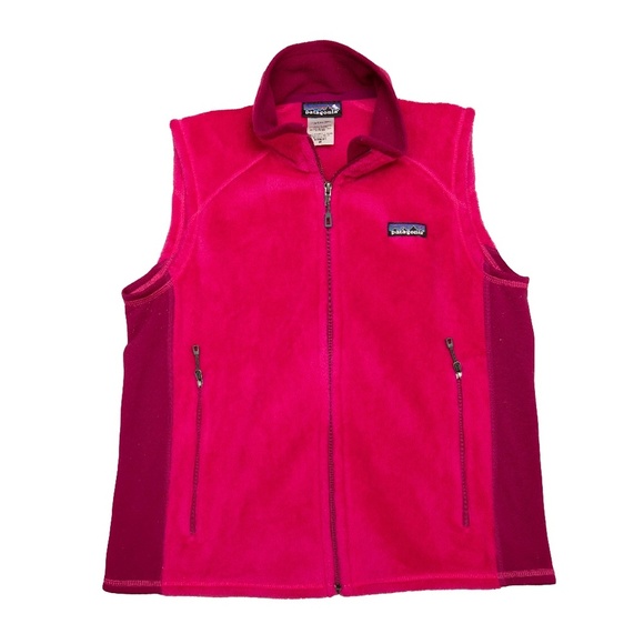 Patagonia R2 Vest Womens Medium Pink Pile Fleece Full Zip Sleeveless Jacket - Picture 1 of 5